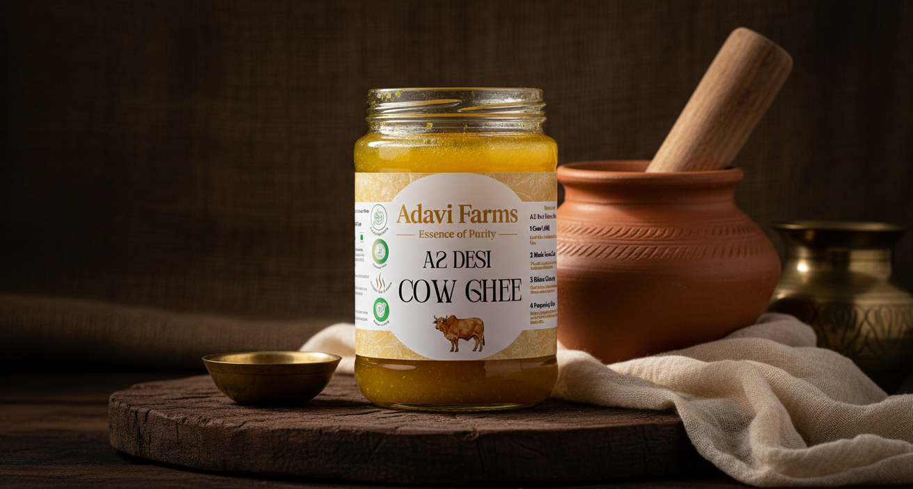A2 Desi Cow Ghee — Hand Churned Bilona Pure A2 Ghee 1L