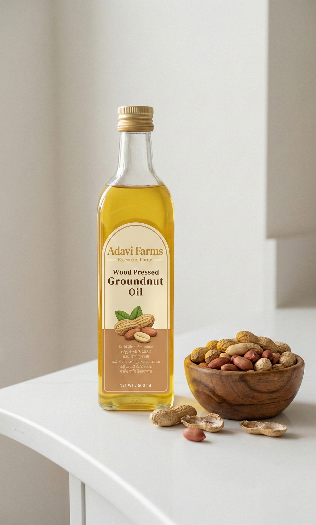 Wood-Pressed Groundnut Oil (Cold Pressed)
