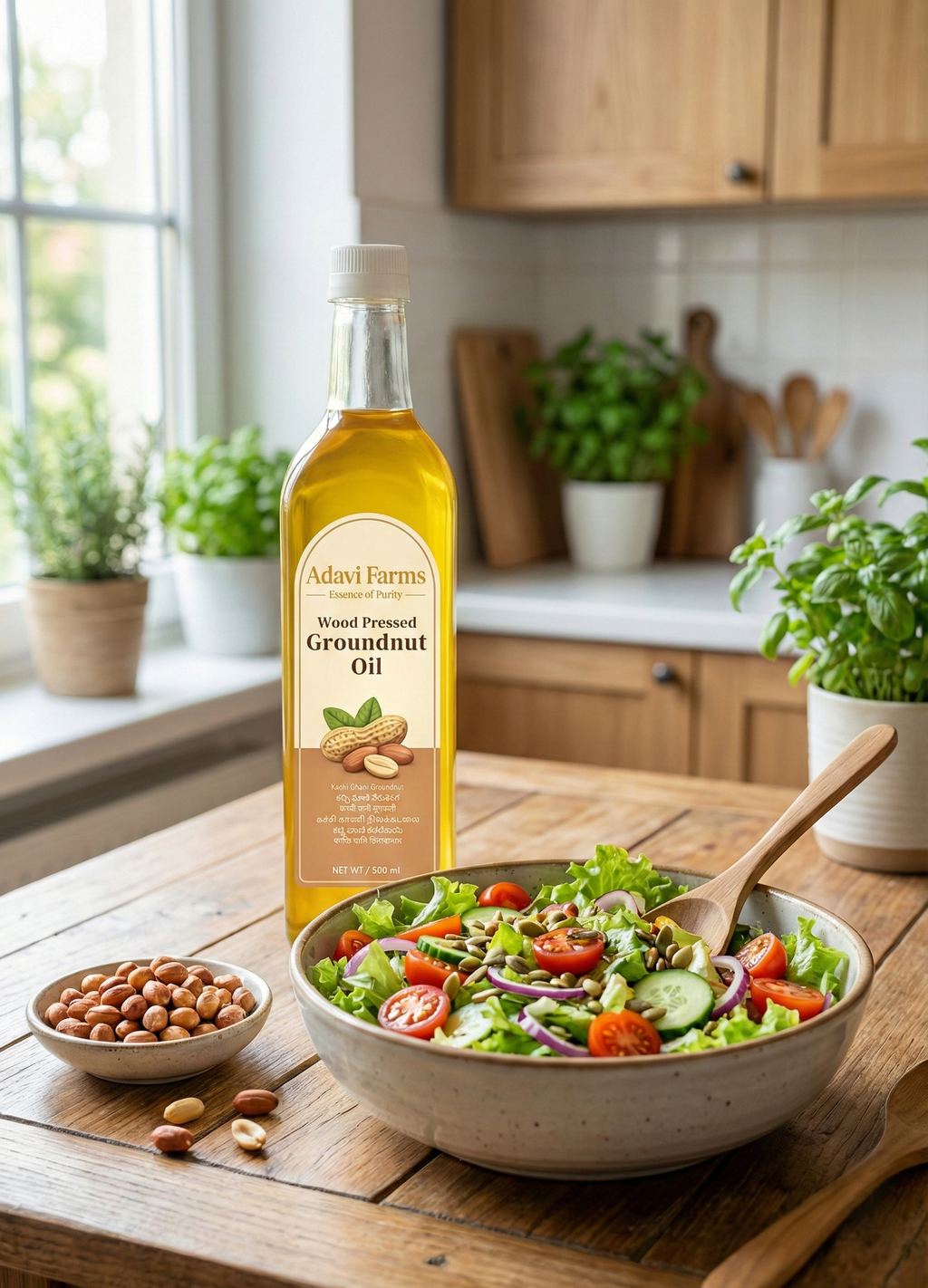 Wood-Pressed Groundnut Oil (Cold Pressed)