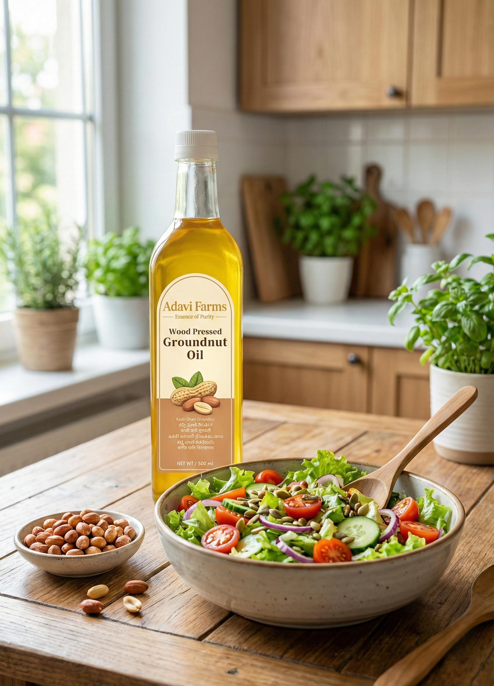 Wood-Pressed Groundnut Oil (Cold Pressed) 1L
