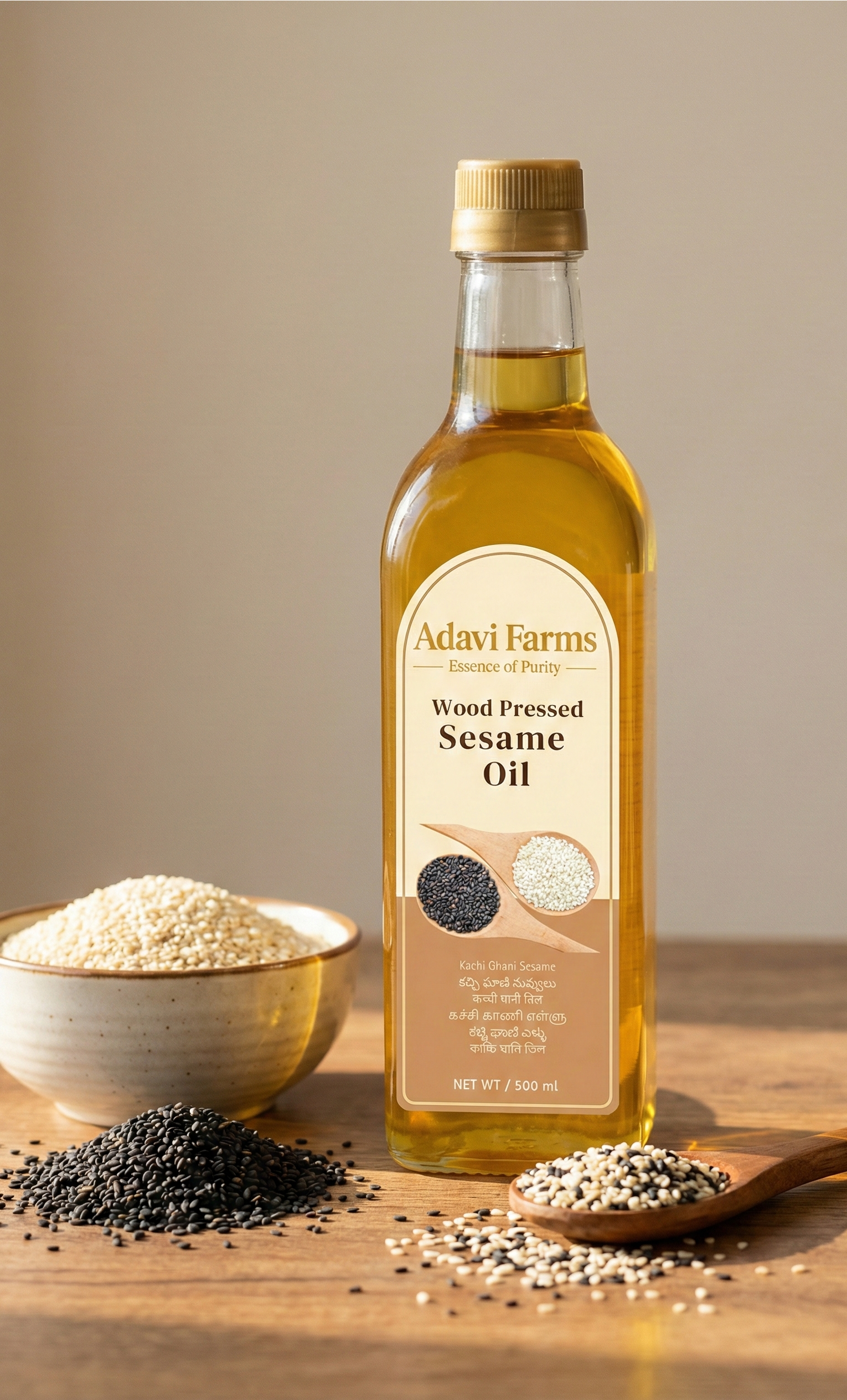 Wood-Pressed Sesame Oil — Traditional Gingelly Oil 1L