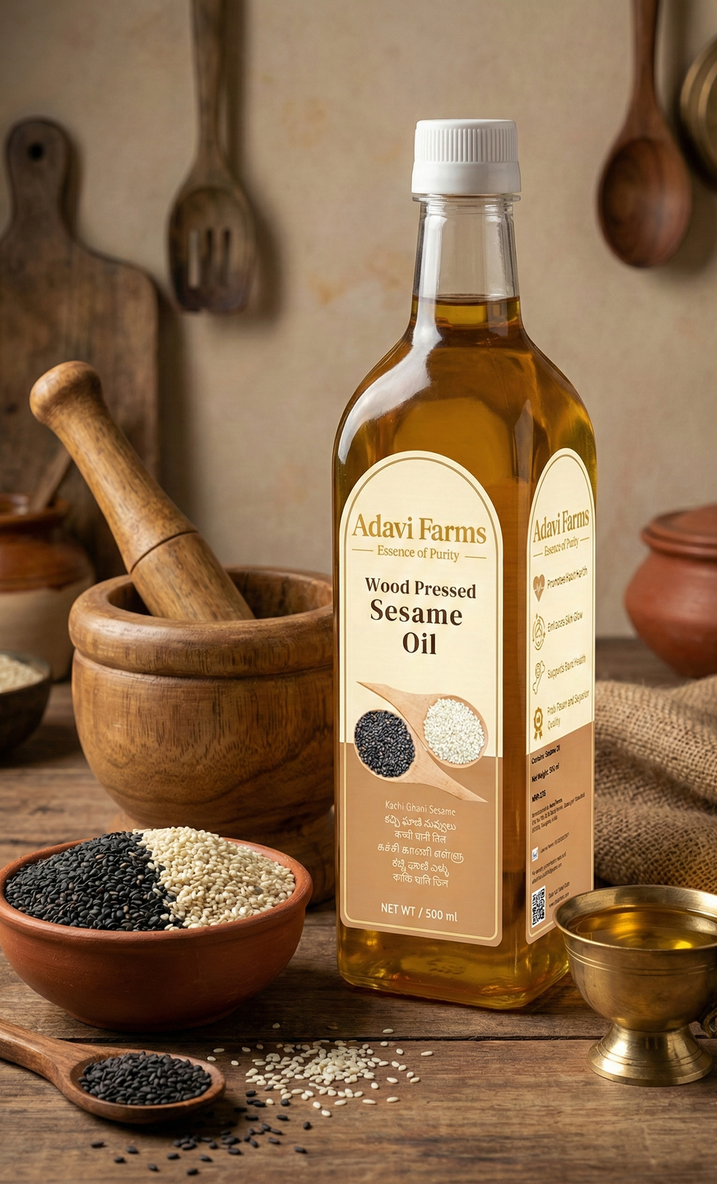 Wood-Pressed Sesame Oil — Traditional Gingelly Oil